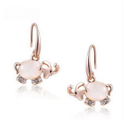 Bijoux de Mariage  - Boucles d'Oreilles Elphant Ton Or Cristal Clair : illustration