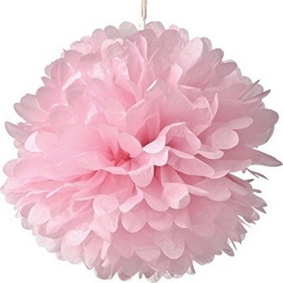 Decoration Mariage  - Pompon Fleur Papier de Soie rose 20 cm  : illustration