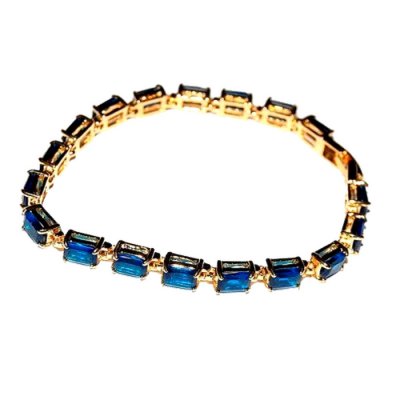Bijoux de Mariage  - Bracelet Plaqué Or Oxydes de Zirconiuml Bleu Navy : illustration
