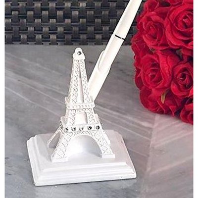 Promotions  - Porte stylo et stylo mariage Tour Eiffel Blanc : illustration