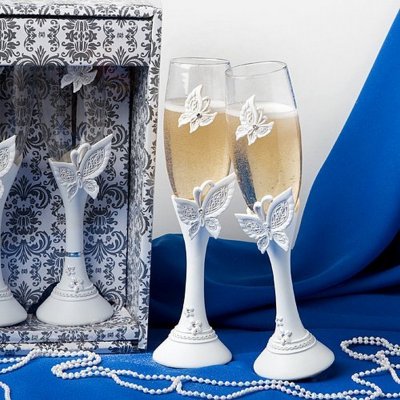 Cadeaux Mariage  - Flute a Champagne Mariage Papillon X 2 Pièces : illustration