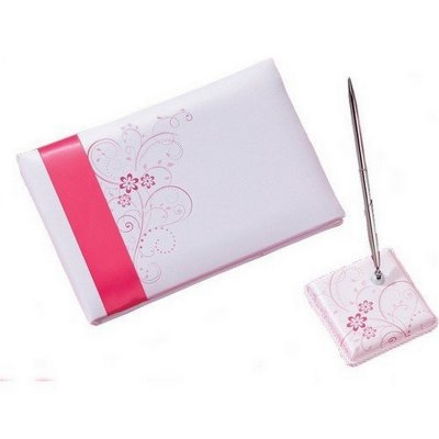 Stylo et porte stylo mariage  - Livre d'or et  Porte Stylo Mariage Blanc Arabesque ... : illustration