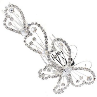 Diadme peigne mariage  - Peigne Mariage Papillon Argent Cristal : illustration