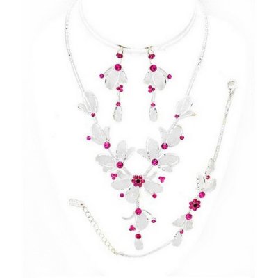 Parure de Mariage  - Bijoux Mariage Parure Ton Argent Cristal Rose Fushia ... : illustration