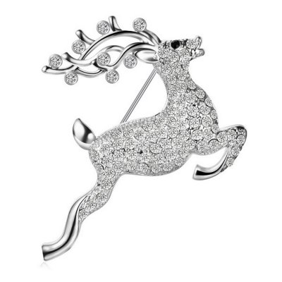 Bijoux de Mariage  - Broche Plaqu Rhodium Argent Oxyde de Zirconium Cerf : illustration