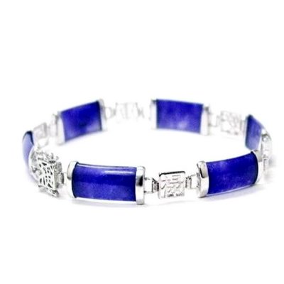 Bijoux de Mariage  - Bracelet Femme Plaqu Argent Jade Bleu  : illustration