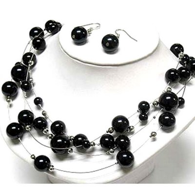 Bijoux de Mariage  - Parure Bijoux Mariage Perles Noires 