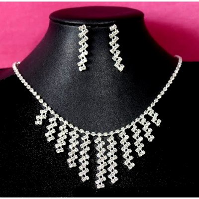 Bijoux de Mariage  - Parure de Mariage Argent Rhodi Cristal Clair 