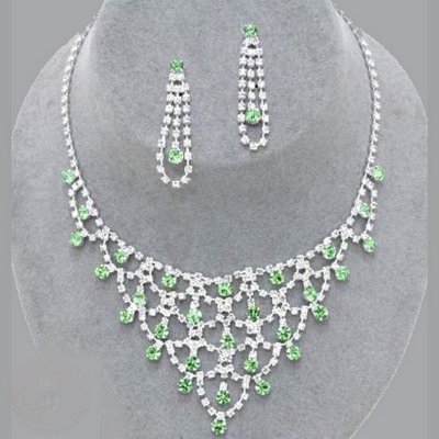 Bijoux de Mariage  - Parure de bijoux mariage cristal vert 