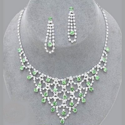 Parures de mariage en cristal  - Parure de bijoux mariage cristal vert 