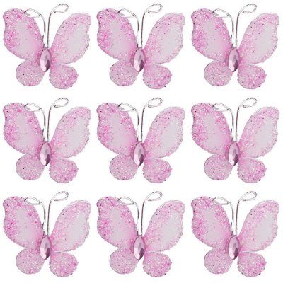 Mini papillons artificiels glitter rose pas cher - Mariage Papillon,  Décoration Mariage