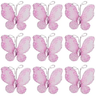 Dcoration de Communion  - Petit Papillon Pierre et Paillettes Strass Rose (lot ... : illustration