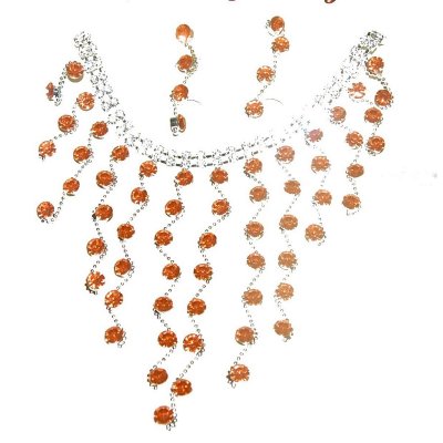 Bijoux de Mariage  - Parure Bijoux Mariage Argentée Cristal Orange : illustration