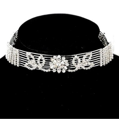 Parures de mariage en cristal  - Collier choker femme bijoux argent rhodi et oxydes ... : illustration