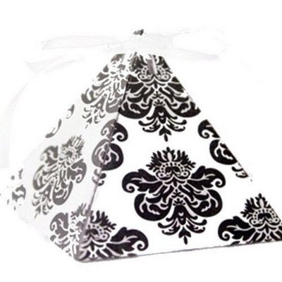 Mariage thme baroque  - Bote  drages pyramide damass noir et blanc (lot ... : illustration