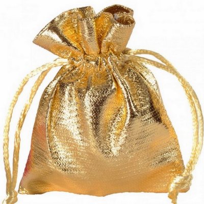 Contenant dragees pour communion  - Sachet de 6 bourses  drages or brillant en tissu ... : illustration