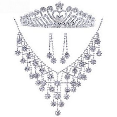 Bijoux de Mariage  - Diadme et Parure de Bijoux Mariage Ton Argent 