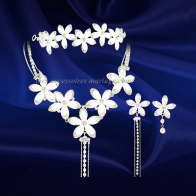 Mariage et Accessoires  - Diadme Serre-tte mariage et Parure bijoux Ton Argent ... : illustration