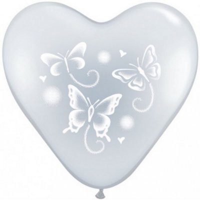 Dcoration de Baptme  - Ballon papillons coeur transparent 38 cm Dcoration ... : illustration