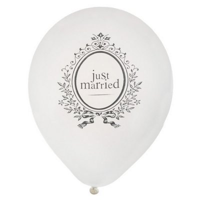 Dcoration de Salle  - 8 Ballons mariage blanc et gris Just Married : illustration