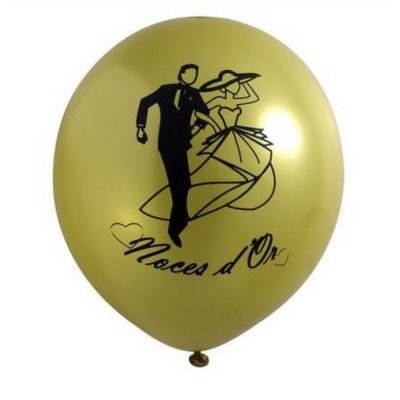 Dcoration de Salle de Mariage  - Ballon Mariage Mtal Noces D'or 28 cm (lot de 10) : illustration