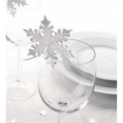 Dcoration de Salle de Mariage  - Marque place flocon de neige argent ( lot de 10 ) : illustration