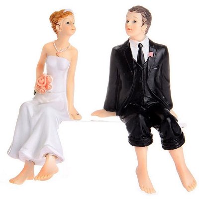 Decoration Mariage  - Figurine de mariage Couple assis sur le bord du Gâteau : illustration
