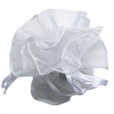 Contenant dragees pour communion  - Sachet  drages blanc en organza (lot de 10) : illustration