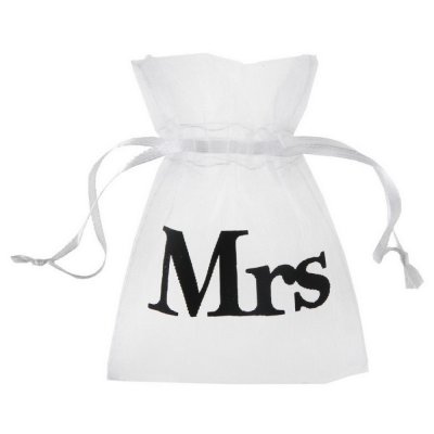 Dcoration de Table Mariage  - 10 bourses  drages blanches Mrs en organdi : illustration