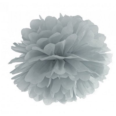 Decoration Mariage  - Pompon Papier Gris / Argent 15 cm Pour Dcoration : illustration