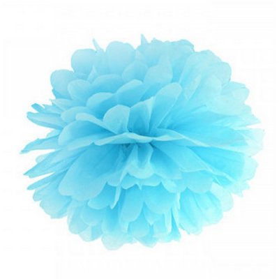 Dcoration de Fte, Anniversaire, Mariage, Baptme  - Pompon Fleur Papier de Soie Bleu Ciel 19 cm ( lot ... : illustration