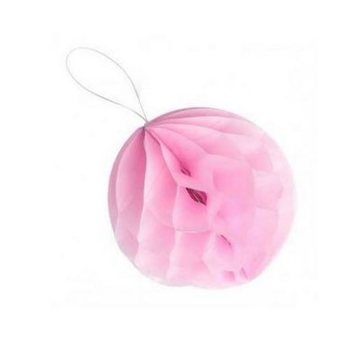 Dco de table Communion  - 8 Petites Boules Papier Alvoles Rose Pastel 8 cm : illustration