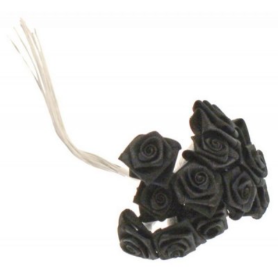 Décoration de Table Mariage  - Mini  rose mariage en tissu ourlé noire X 24 pièces : illustration
