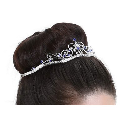 Bijoux de Mariage  - Diadme Mariage Argent Rhodi Cristal Bleu Royal 