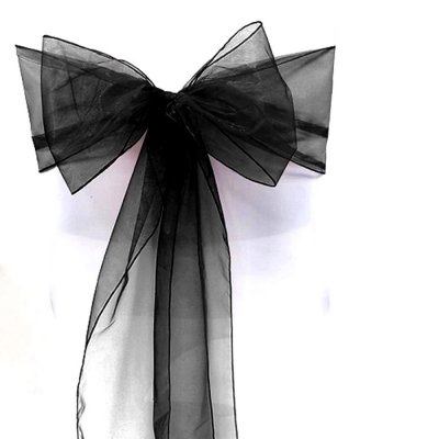 Noeud de Chaise mariage Organza  - Noeud de Chaise Mariage Organza Noir  : illustration