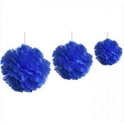 Fleurs dcoratives mariage  - 3 boules pompons fleurs de papier de soie assorties ... : illustration