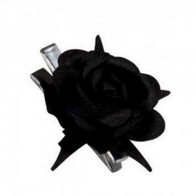 Marque-place mariage  - Sachet de 10 roses noir sur pince argent : illustration