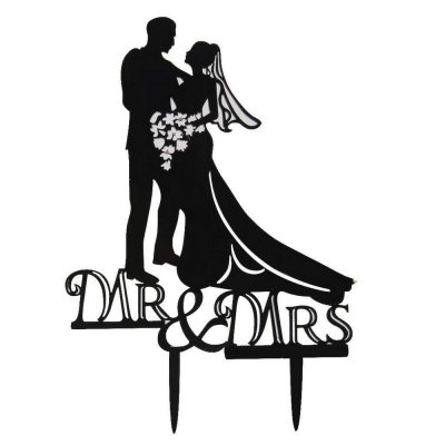 Figurines Mariage  - Figurine mariage silhouette Thème Mr & Mrs - coloris ... : illustration