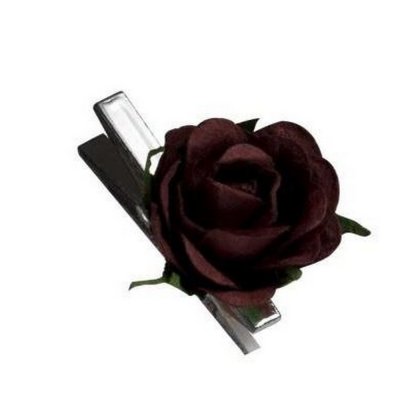 Mariage thme champtre  - Sachet de 10 roses sur pince argent, chocolat : illustration
