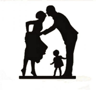 Dcoration de Fte, Anniversaire, Mariage, Baptme  - Figurine silhouette maris avec enfant : illustration