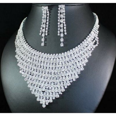 Mariage thme argent / gris  - Parure bijoux mariage ton argent cristal clair 