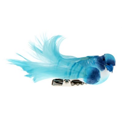 Dcoration de Table Mariage  - Oiseaux Artificiel Bleu Turquoise en Plumes sur Pince ... : illustration