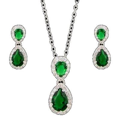 Bijoux de Mariage  - Parure Bijoux Mariage Cristal Vert Emeraude 