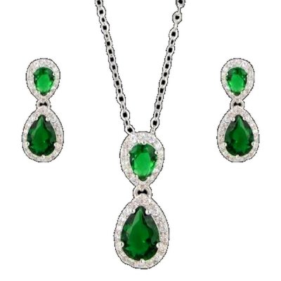 Parure de Mariage  - Parure Bijoux Mariage Cristal Vert Emeraude 