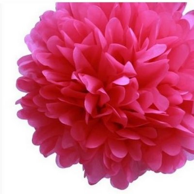 Dcoration Voiture Mariage  - Pompon Boule Papier De Soie Fuchsia 15 cm  : illustration