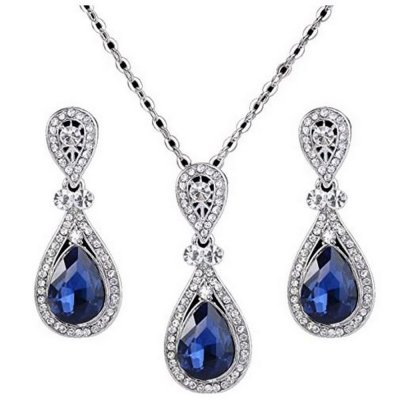 Bijoux de Mariage  - Parure Mariage Bijoux Femme Cristal Bleu Royal 