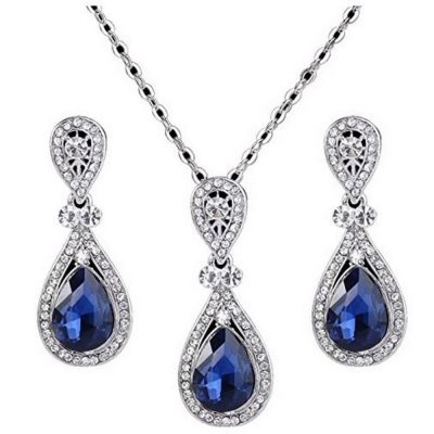 Parure de Soire Mariage  - Parure Mariage Bijoux Femme Cristal Bleu Royal 