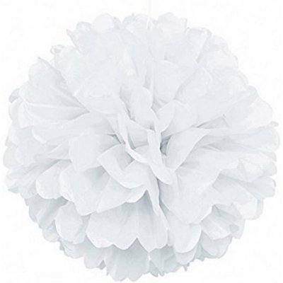 Decoration Mariage  - Pompon boule en papier de soie blanc 35 cm : illustration