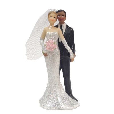 Dcoration de Table Mariage  - Figurine couple de maris mixte, homme de couleur ... : illustration