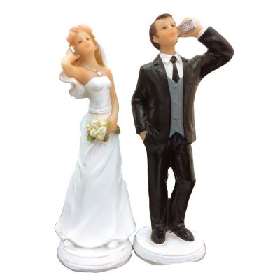 Dcoration de Table Mariage  - Figurine de mariage Couple au tlphone : illustration